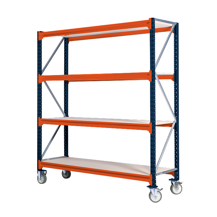 Bygg själv lagerhylla på hjul - max 1200 kg - 